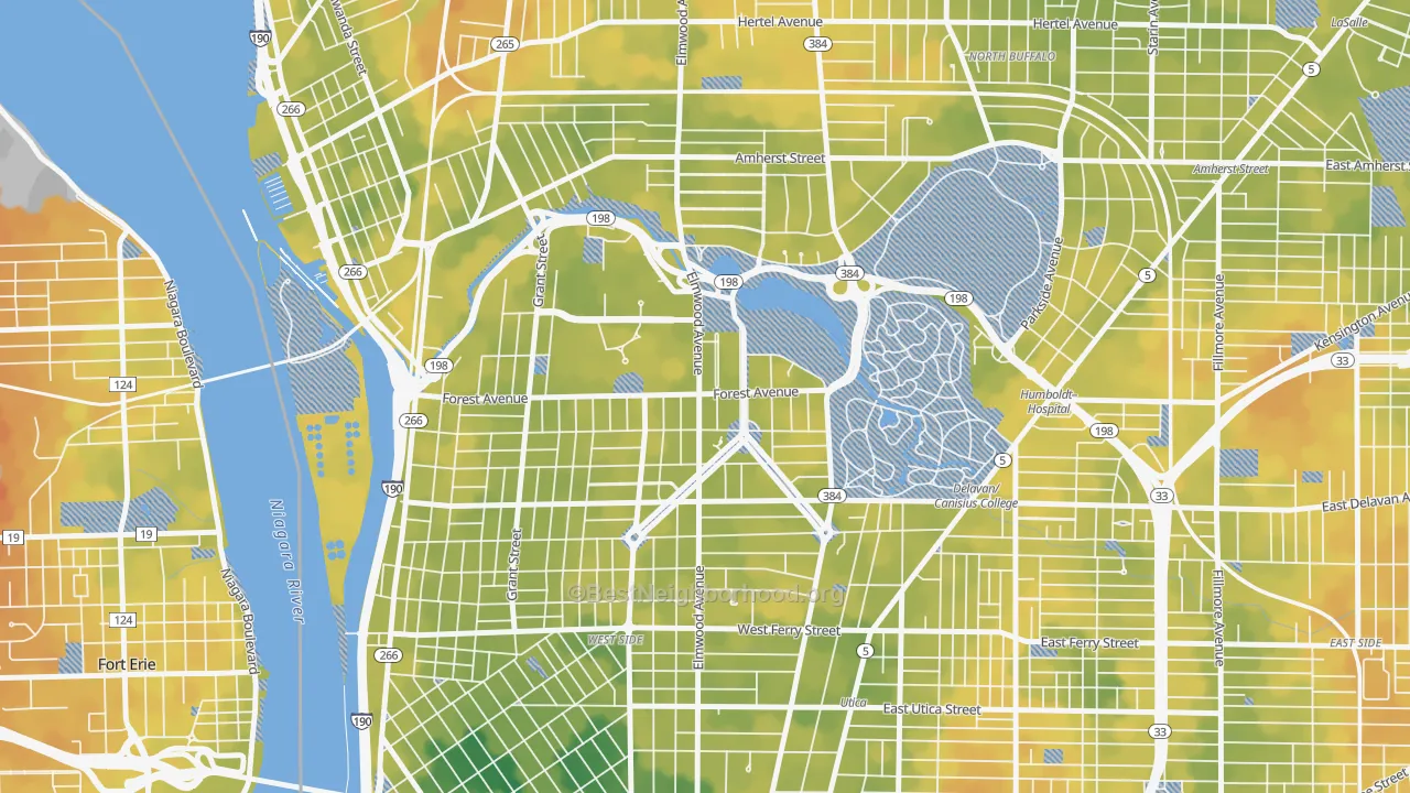 Bike Grade map of Albright, Buffalo, NY