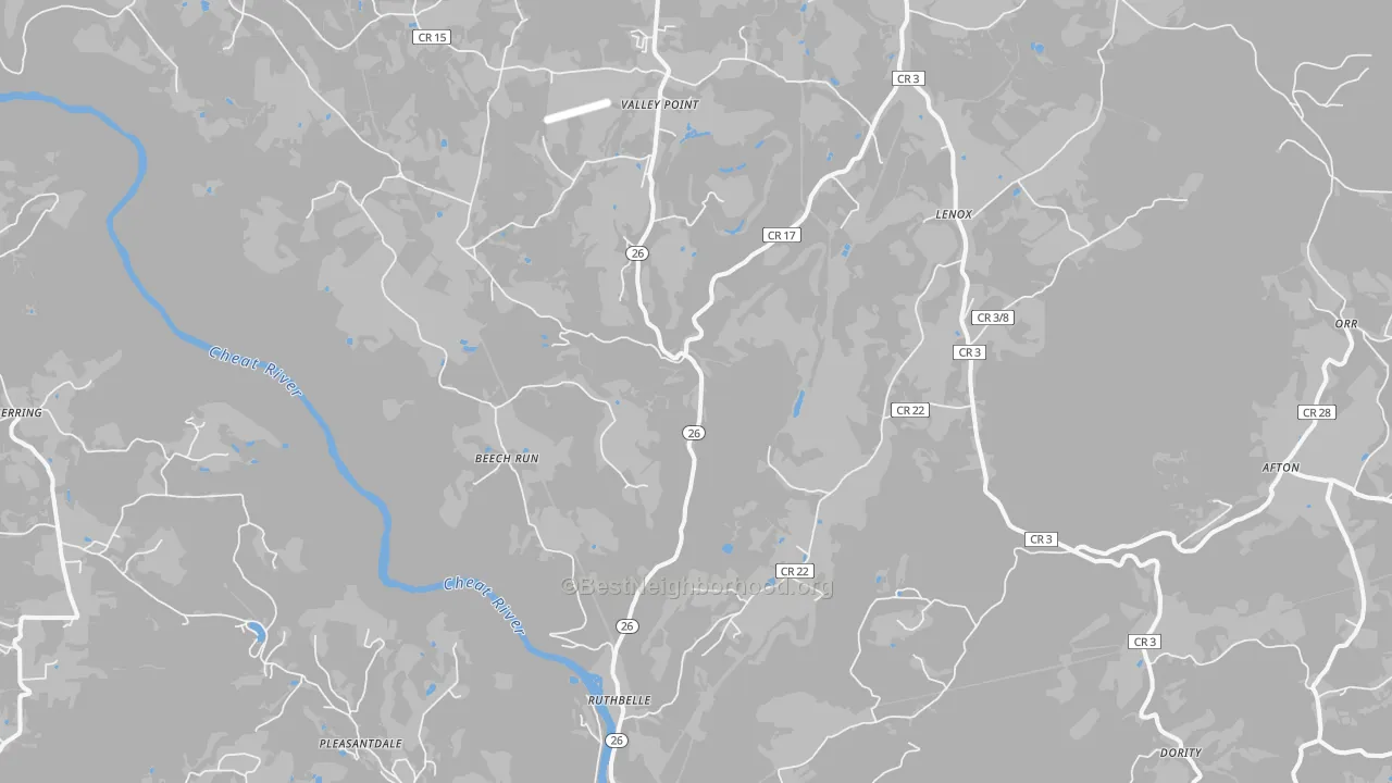Bike Grade map of Albright, WV