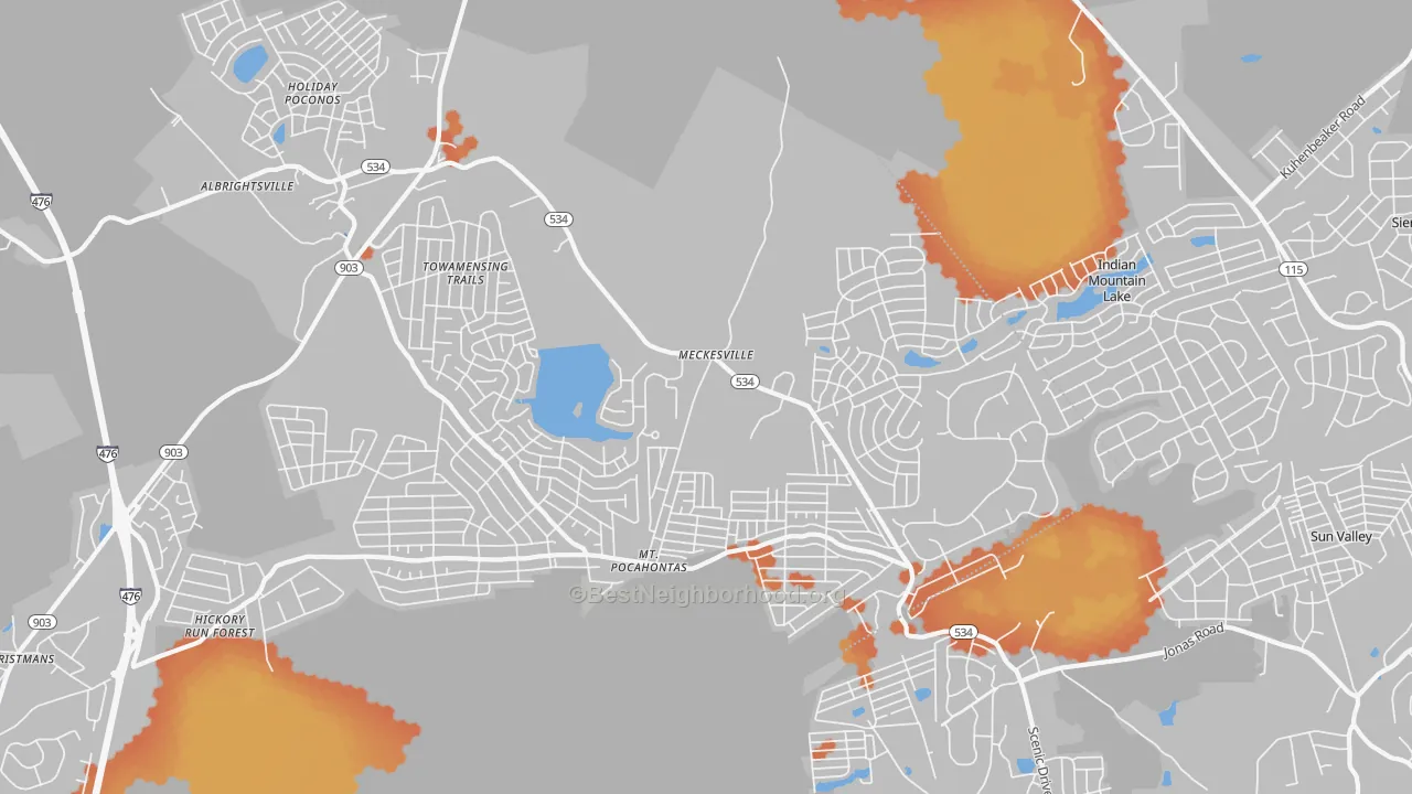 Bike Grade map of Albrightsville, PA