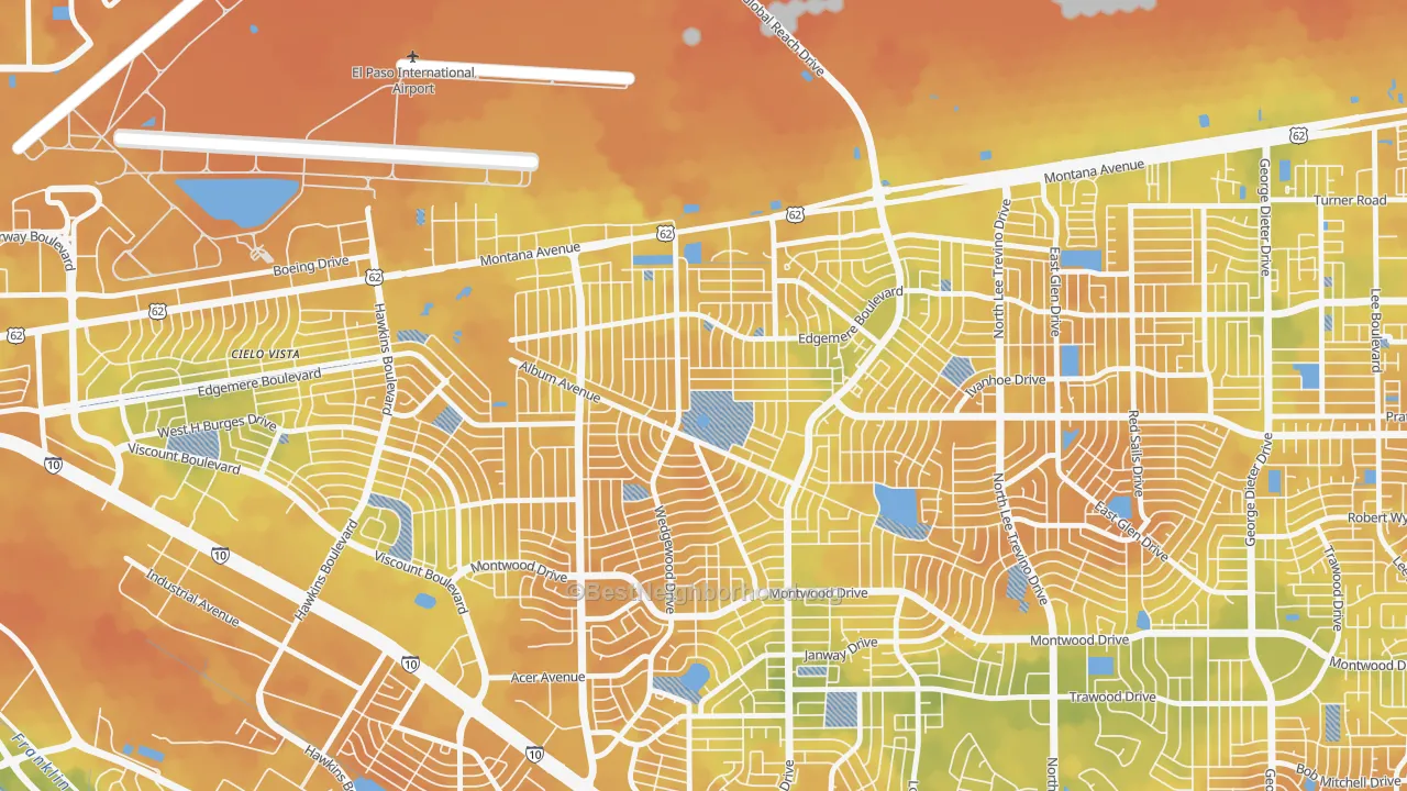 Bike Grade map of Album Park, El Paso, TX