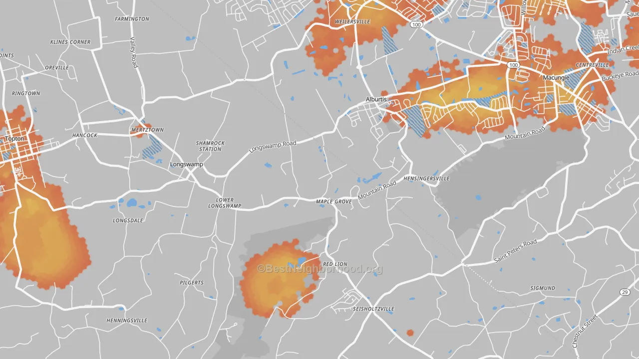 Bike Grade map of Alburtis, PA