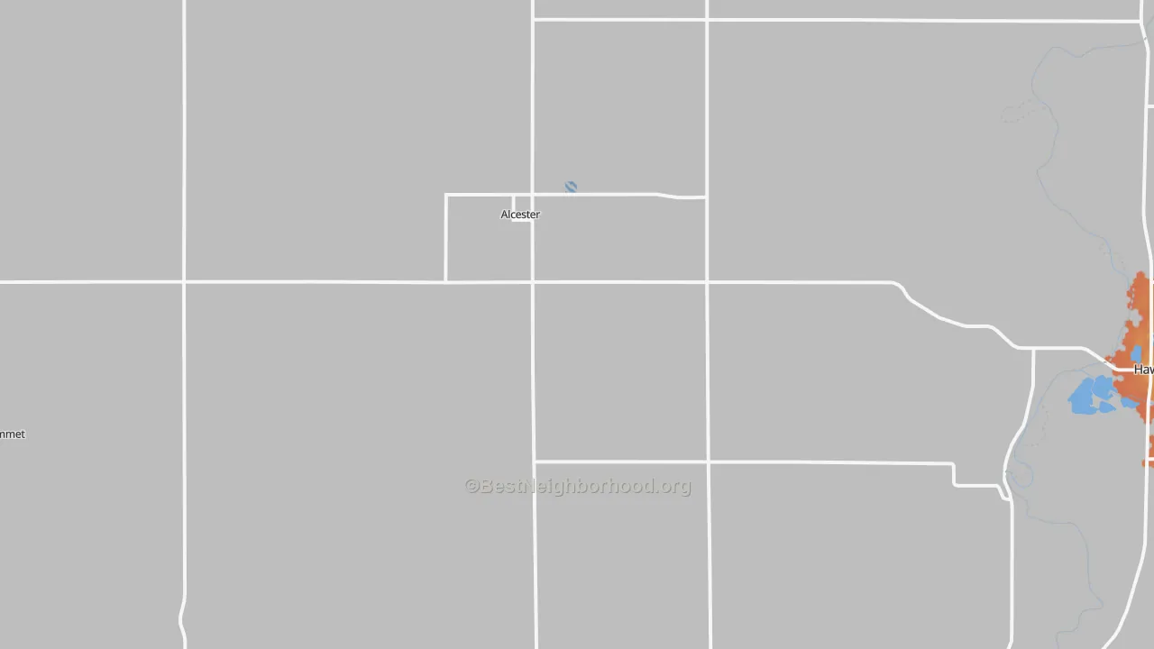 Bike Grade map of Alcester, SD