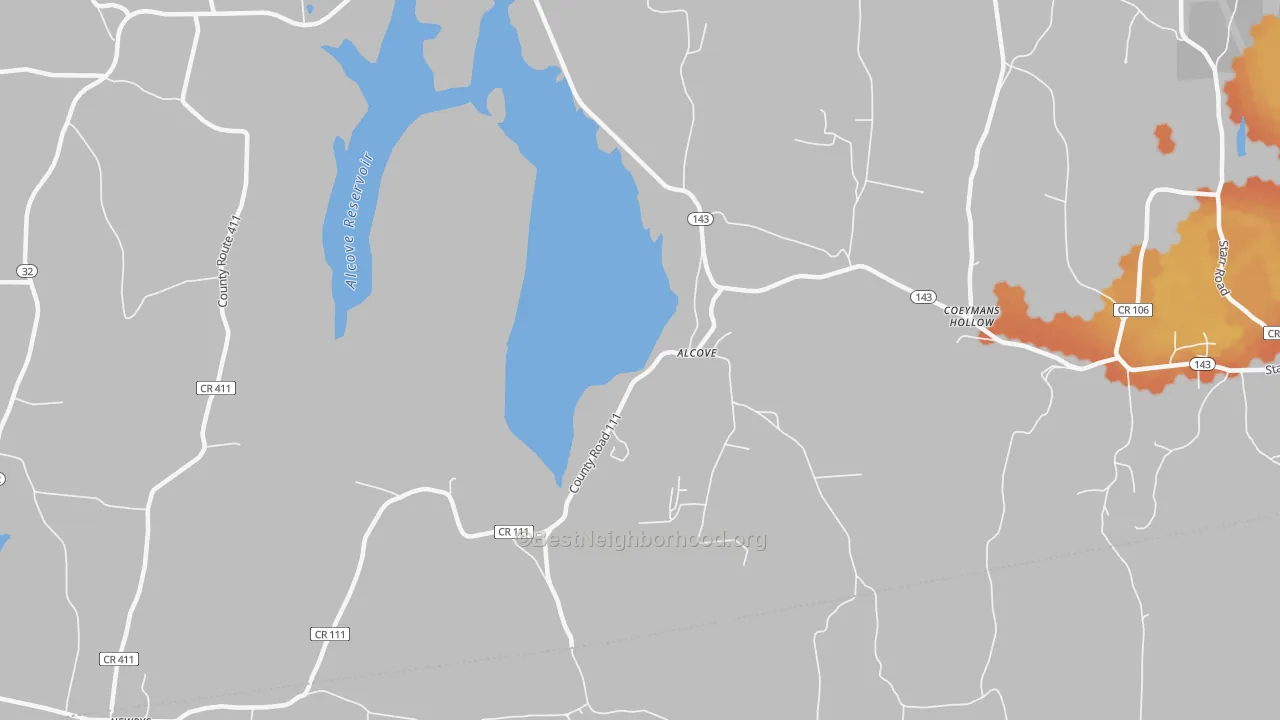 Bike Grade map of Alcove, NY