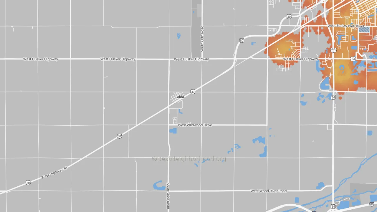 Bike Grade map of Alda, NE