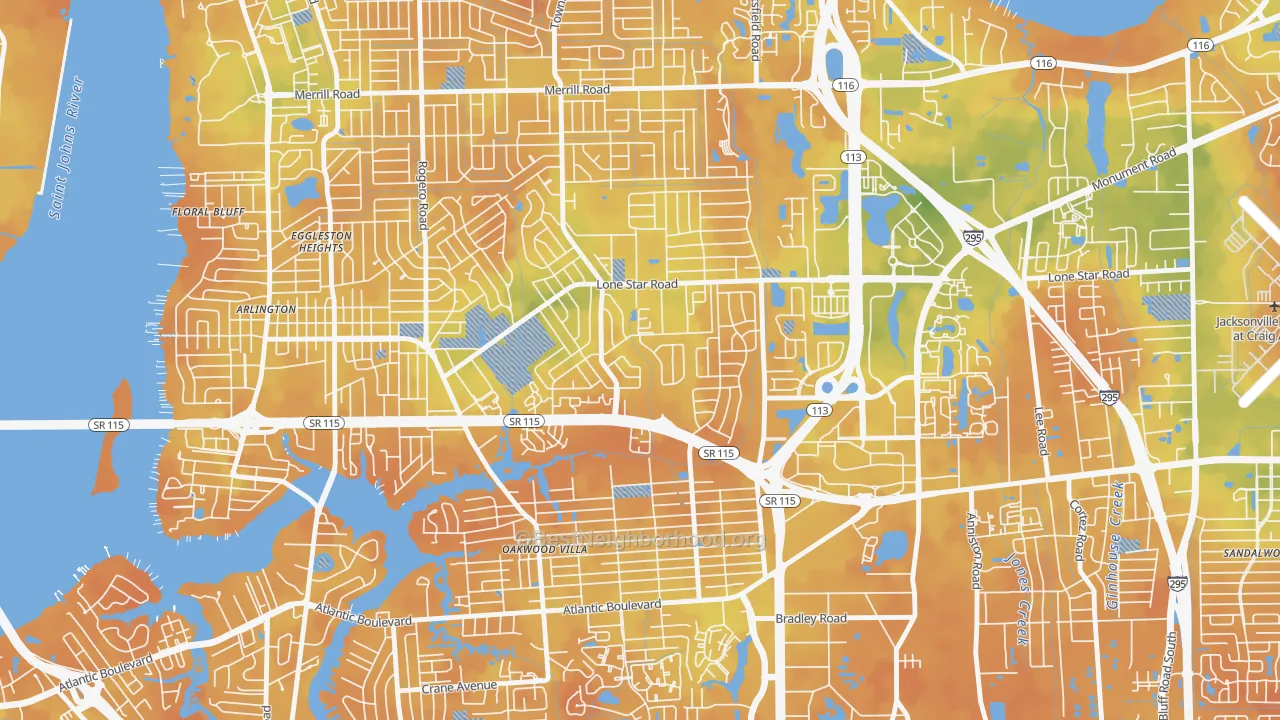 Bike Grade map of Alderman Park, Jacksonville, FL