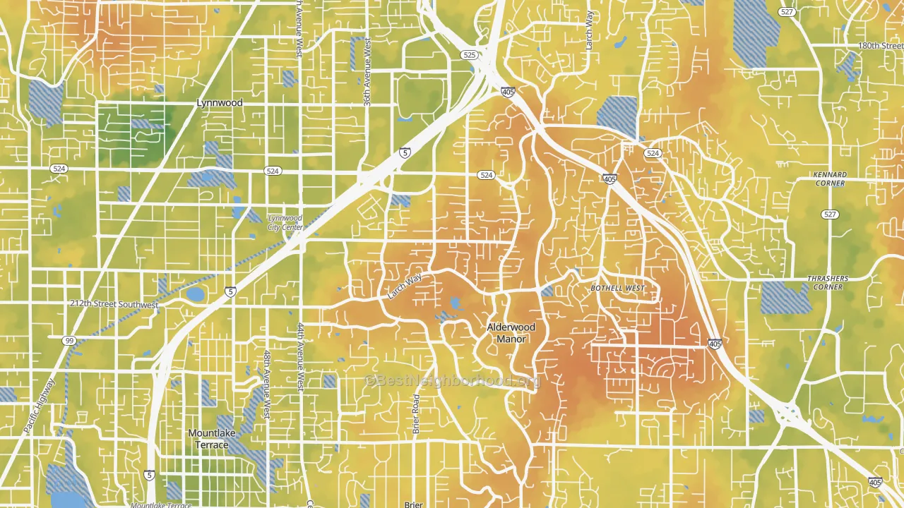Bike Grade map of Alderwood Manor, Lynnwood, WA