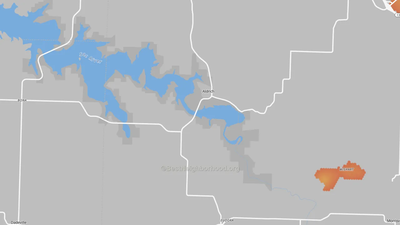 Bike Grade map of Aldrich, MO