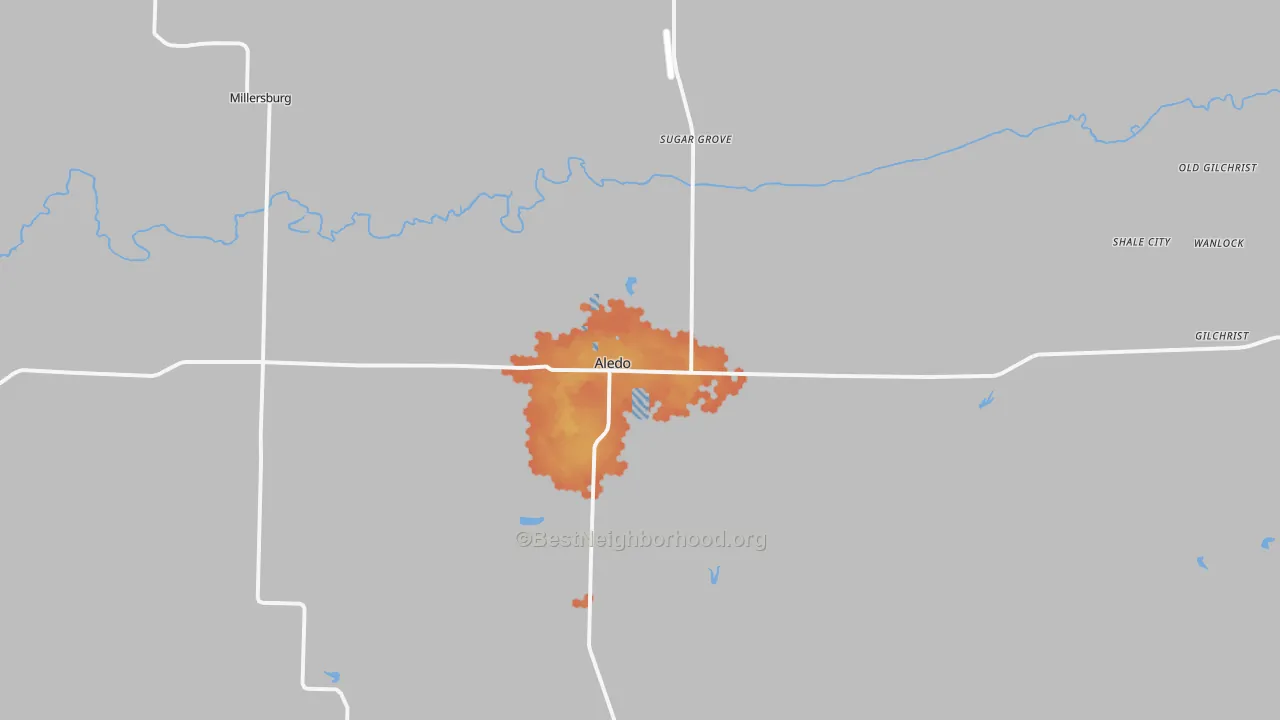 Bike Grade map of Aledo, IL