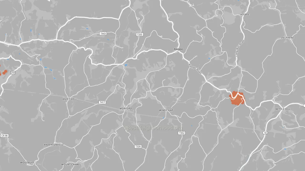 Bike Grade map of Aleppo, PA