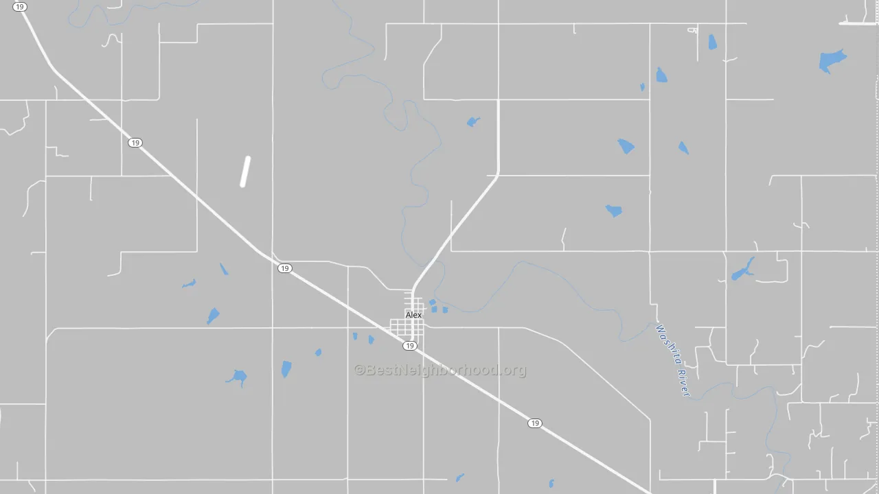 Bike Grade map of Alex, OK