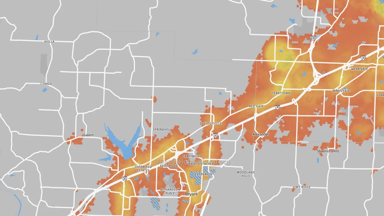Bike Grade map of Alexander, AR