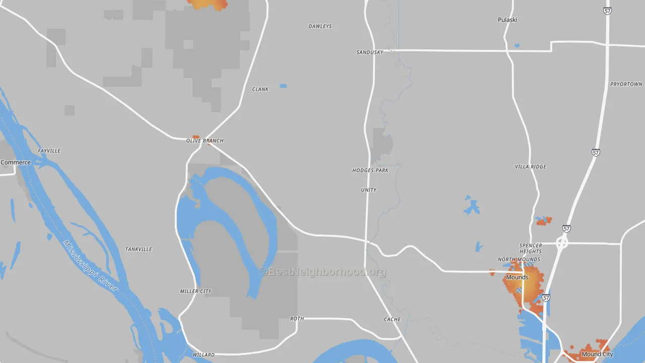 Bike Grade map of Alexander County, IL