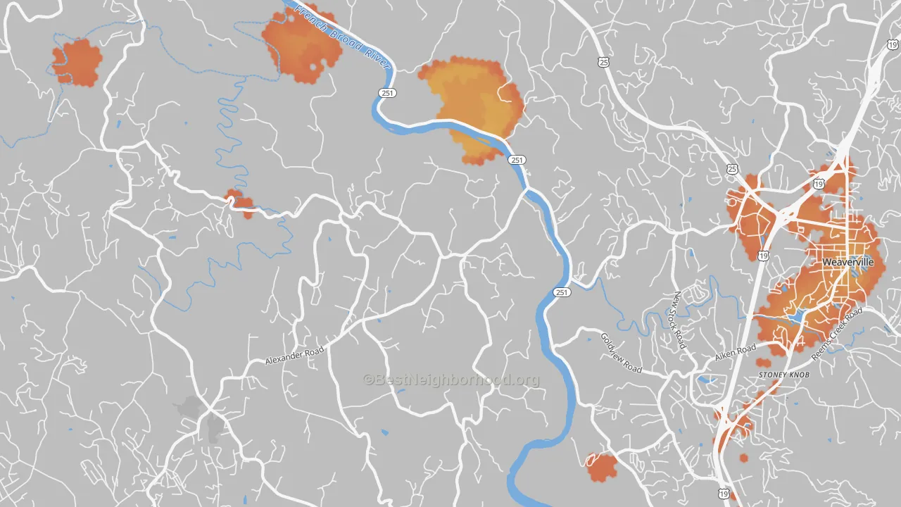 Bike Grade map of Alexander, NC