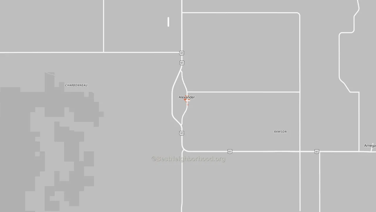 Bike Grade map of Alexander, ND