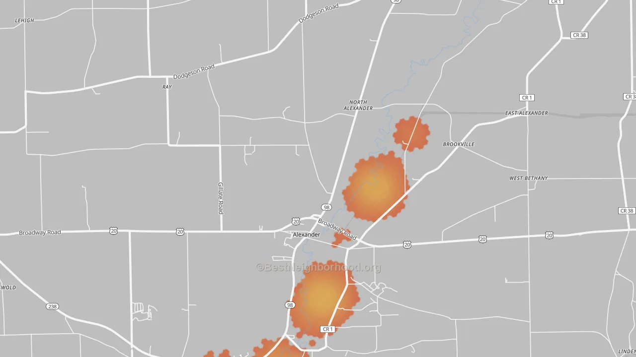 Bike Grade map of Alexander, NY