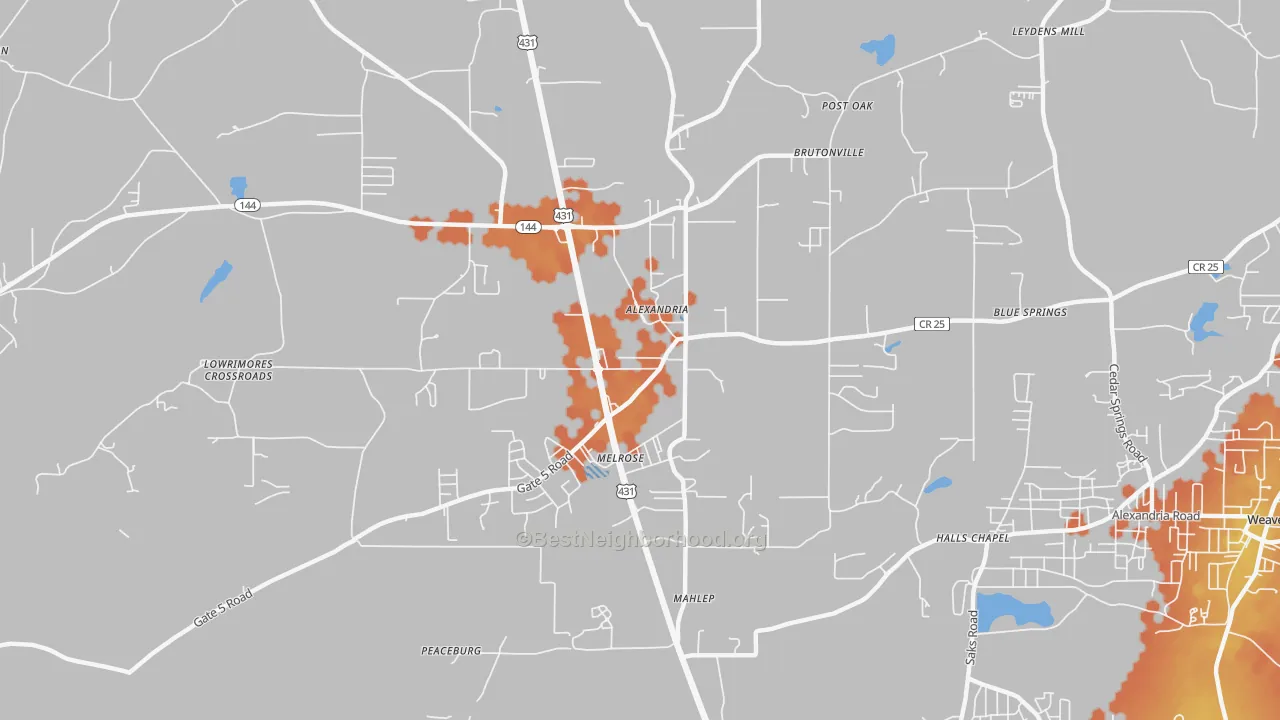 Bike Grade map of Alexandria, AL