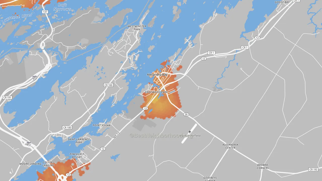 Bike Grade map of Alexandria Bay, NY
