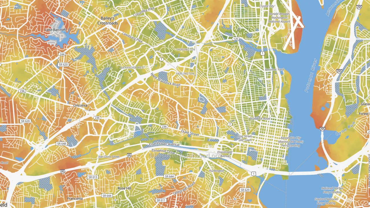 Bike Grade map of Alexandria City, VA
