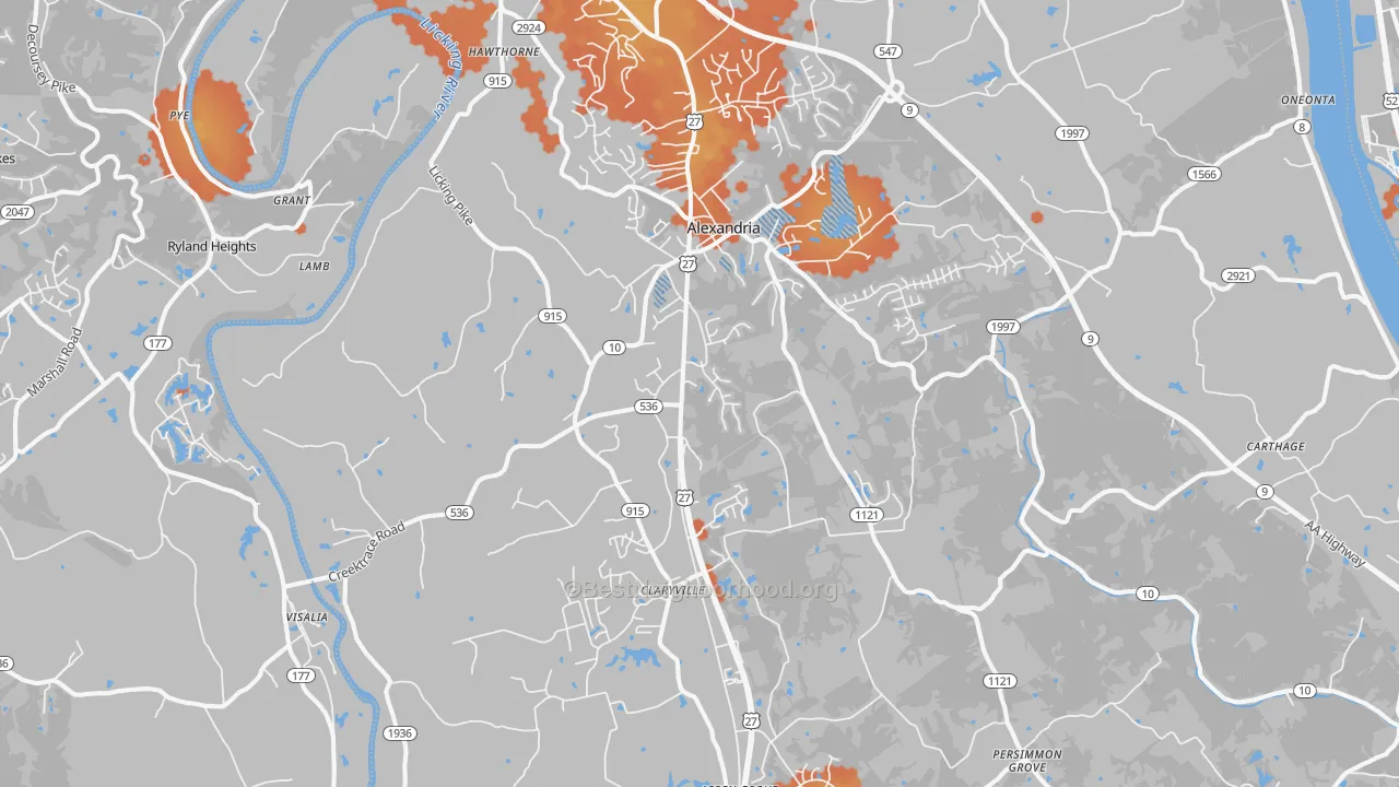 Bike Grade map of Alexandria, KY