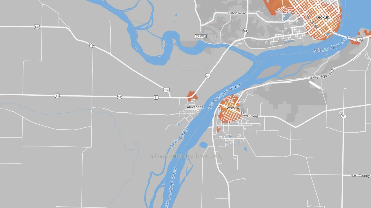 Bike Grade map of Alexandria, MO