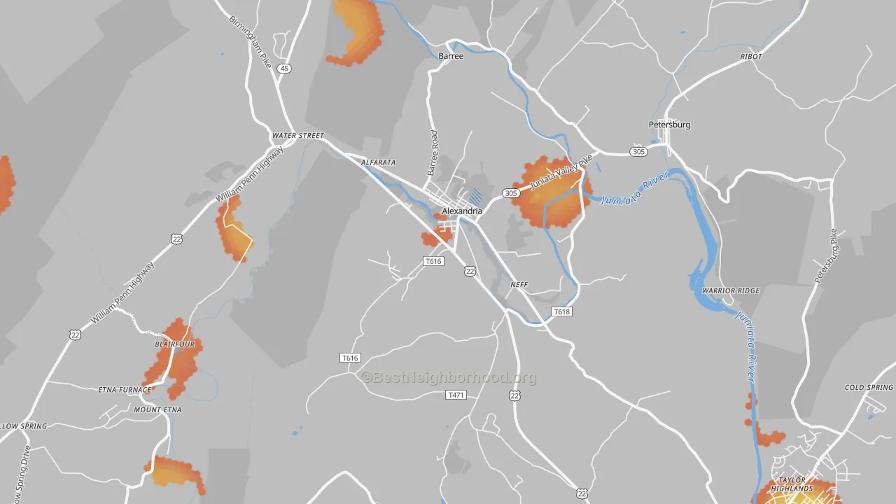 Bike Grade map of Alexandria, PA