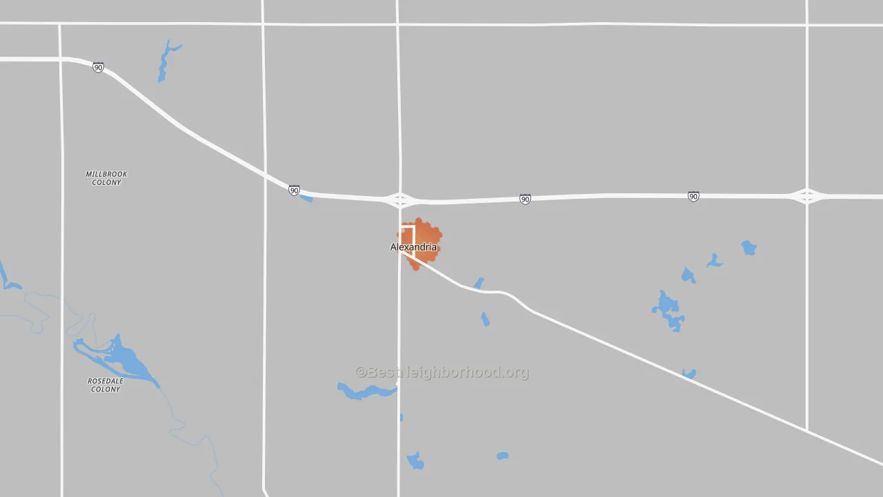 Bike Grade map of Alexandria, SD