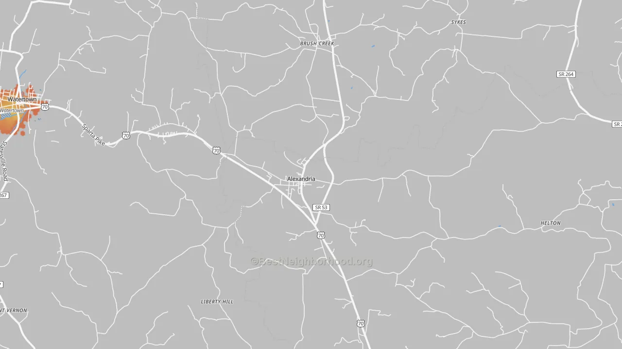 Bike Grade map of Alexandria, TN