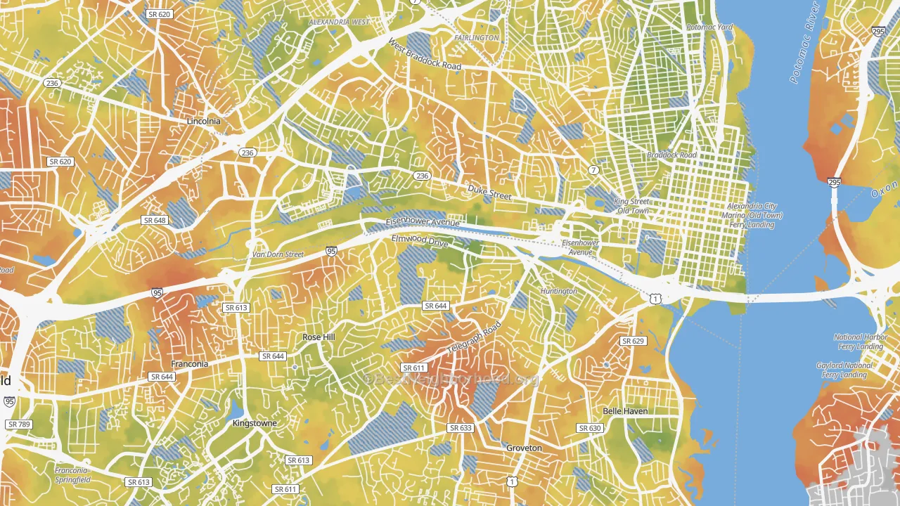 Bike Grade map of Alexandria, VA