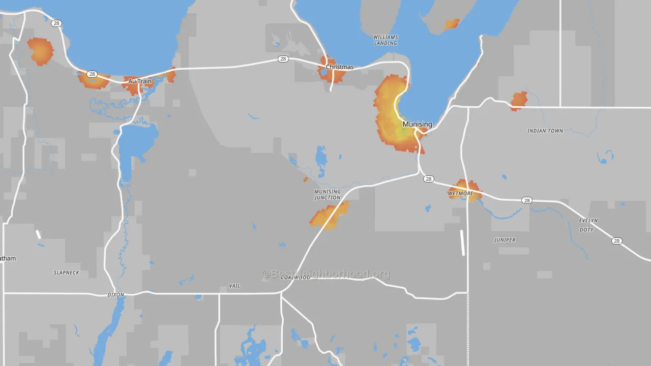 Bike Grade map of Alger County, MI
