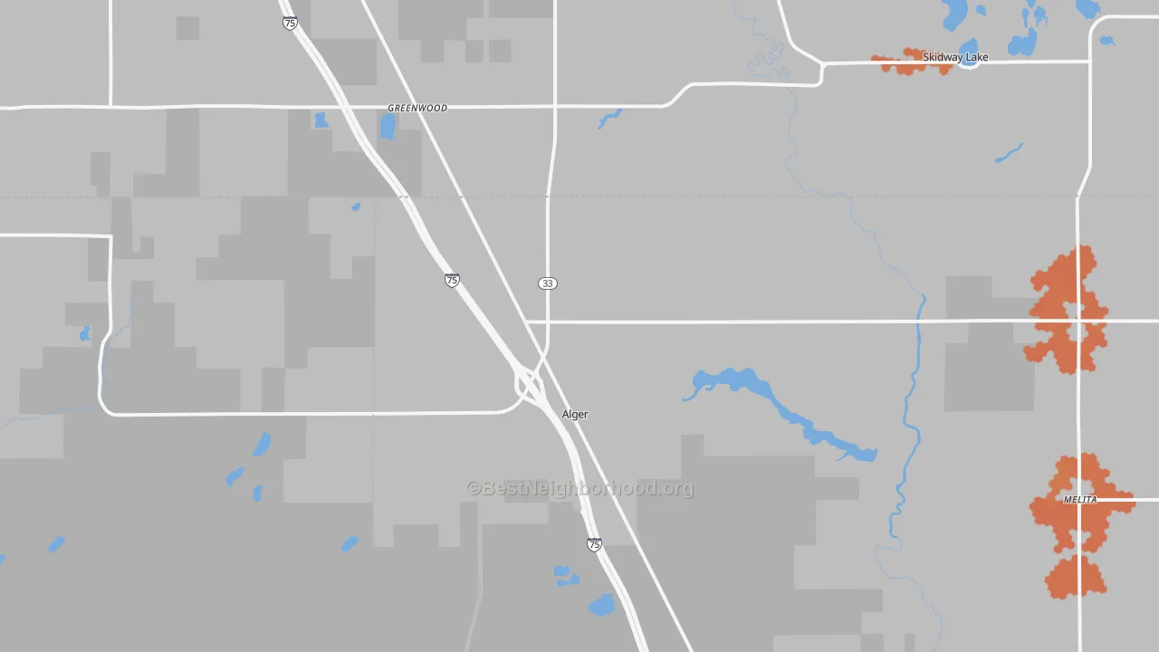 Bike Grade map of Alger, MI