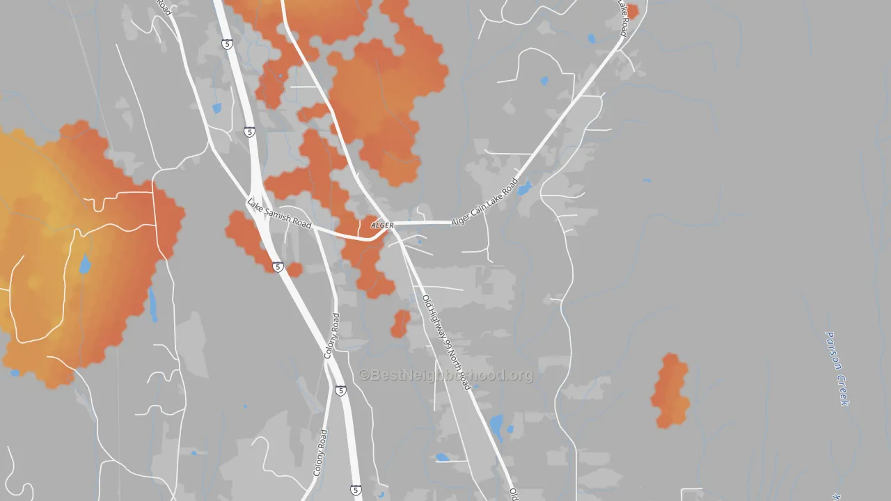 Bike Grade map of Alger, WA