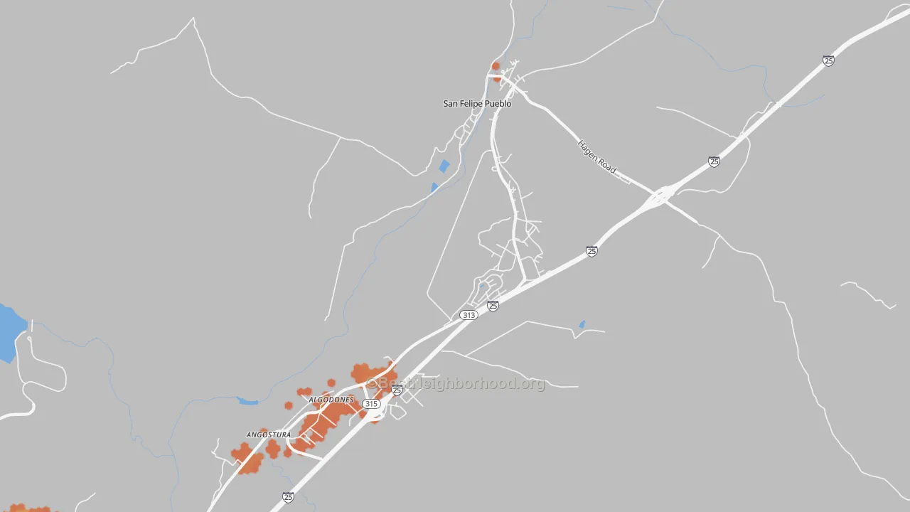 Bike Grade map of Algodones, NM