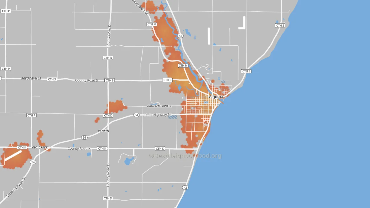 Bike Grade map of Algoma, WI