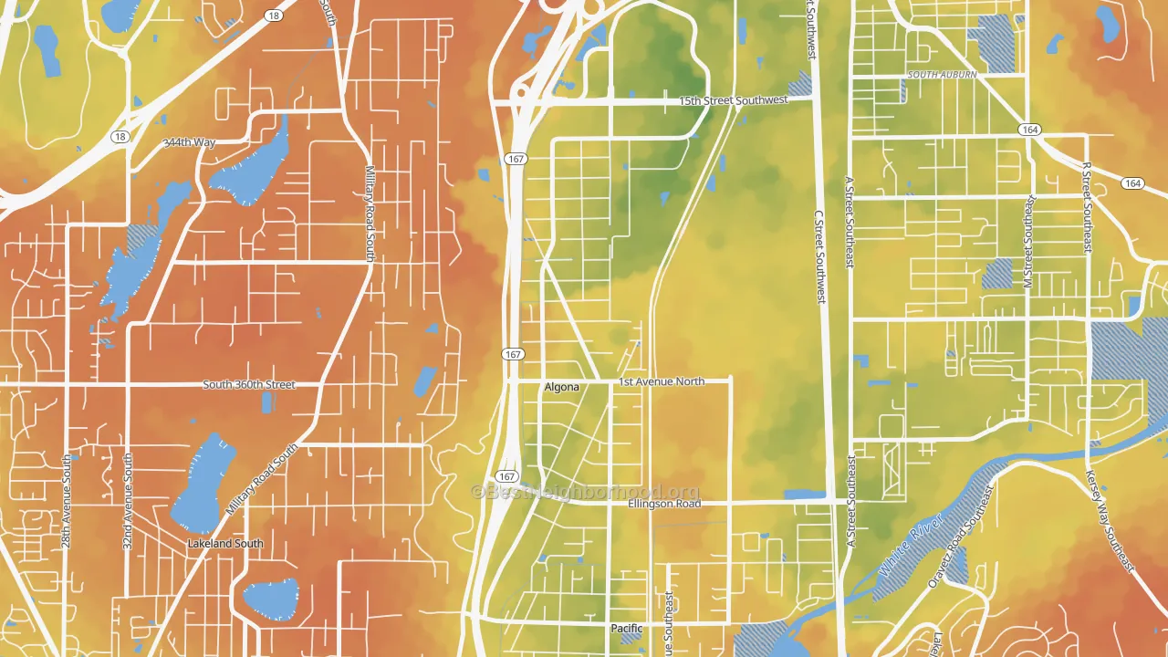 Bike Grade map of Algona, WA