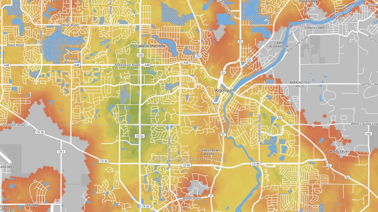 Bike Grade map of Algonquin, IL