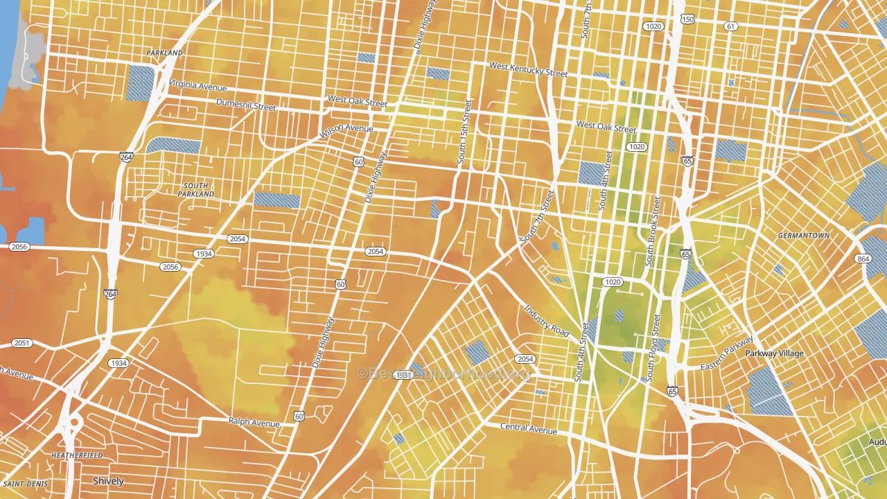 Bike Grade map of Algonquin, Louisville, KY