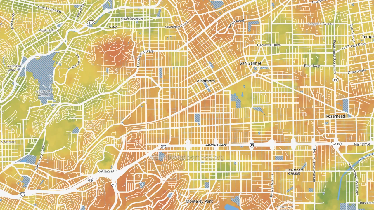 Bike Grade map of Alhambra, CA
