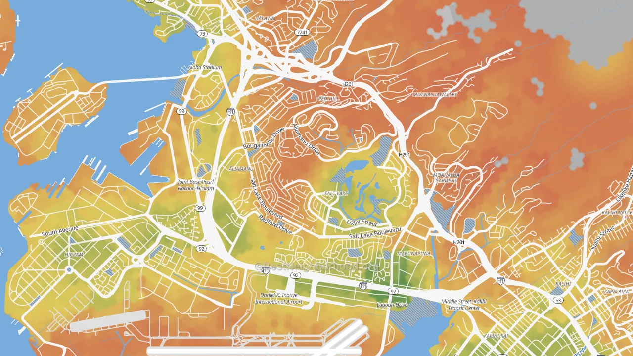 Bike Grade map of Aliamanu, Honolulu, HI