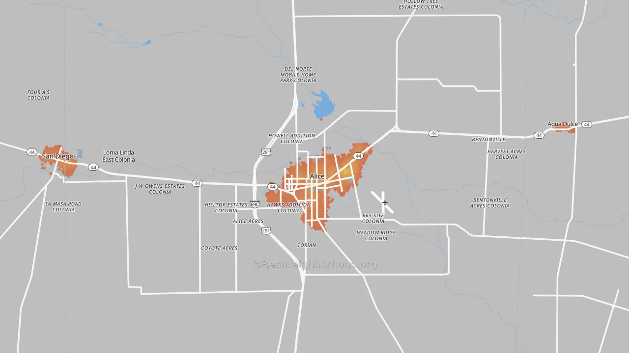 Bike Grade map of Alice, TX