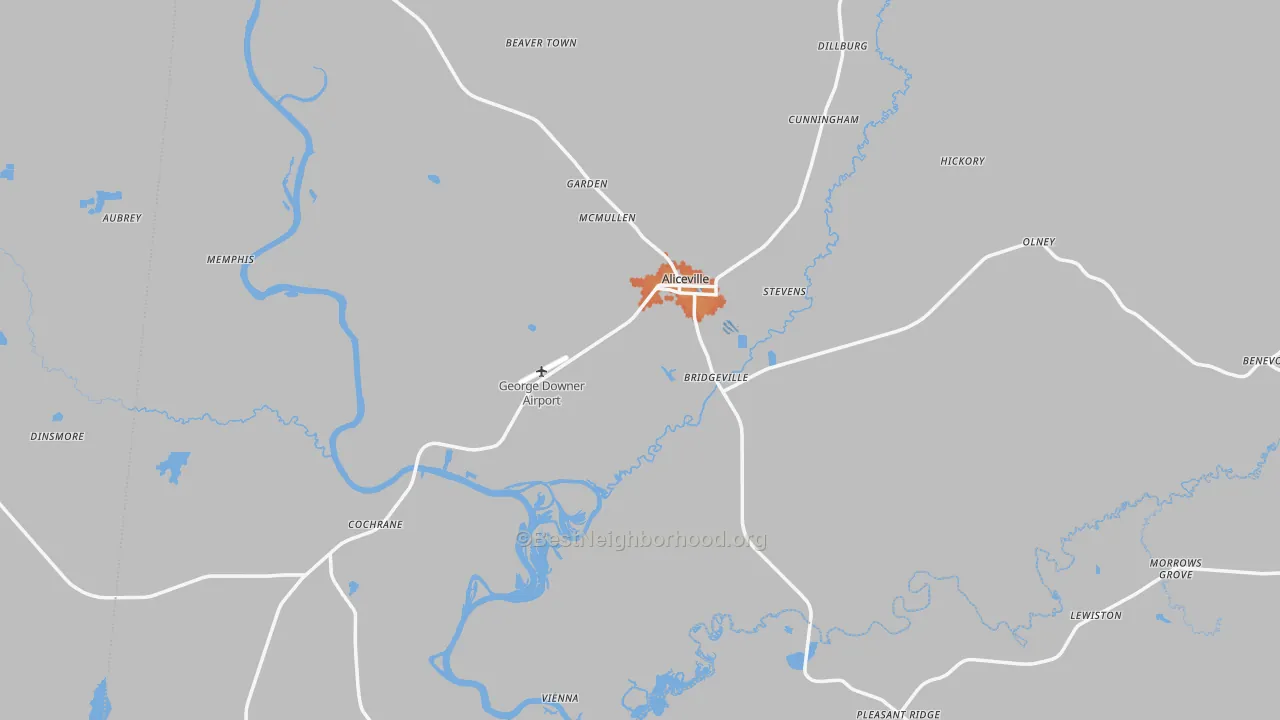 Bike Grade map of Aliceville, AL