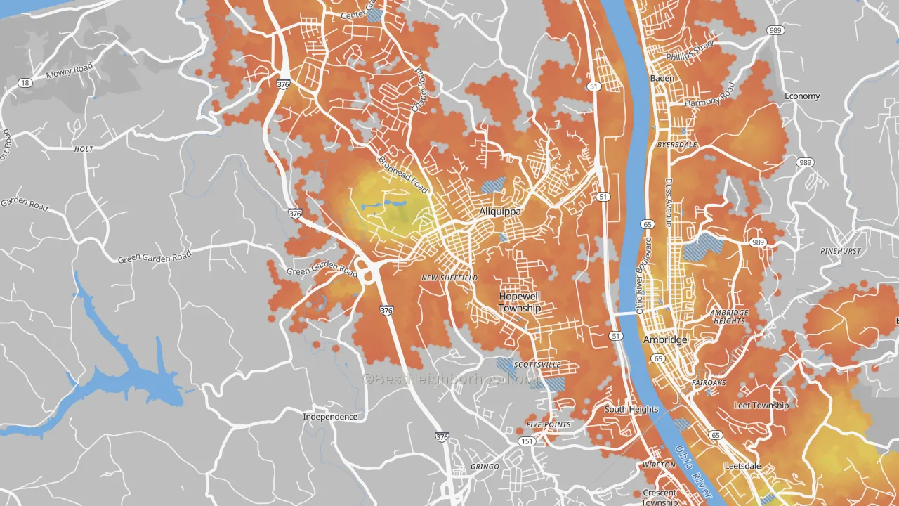 Bike Grade map of Aliquippa, PA