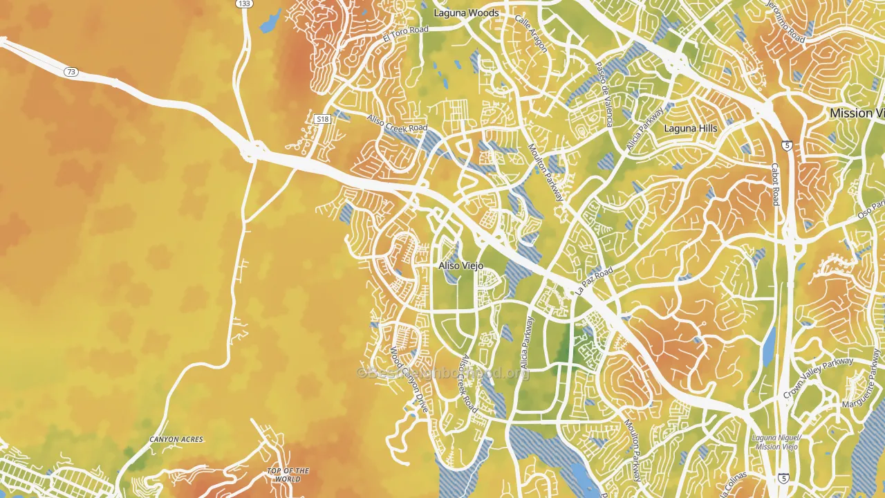 Bike Grade map of Aliso Viejo, CA