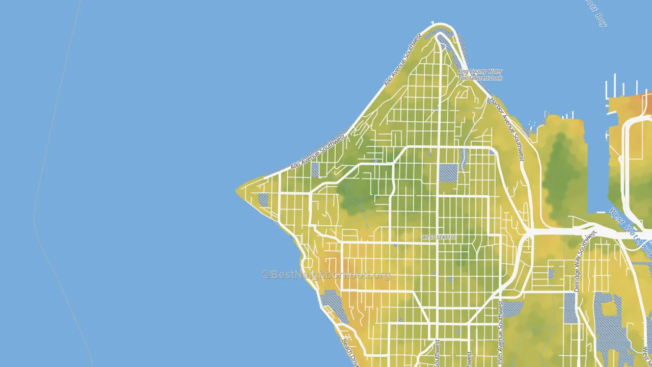 Bike Grade map of Alki, Seattle, WA