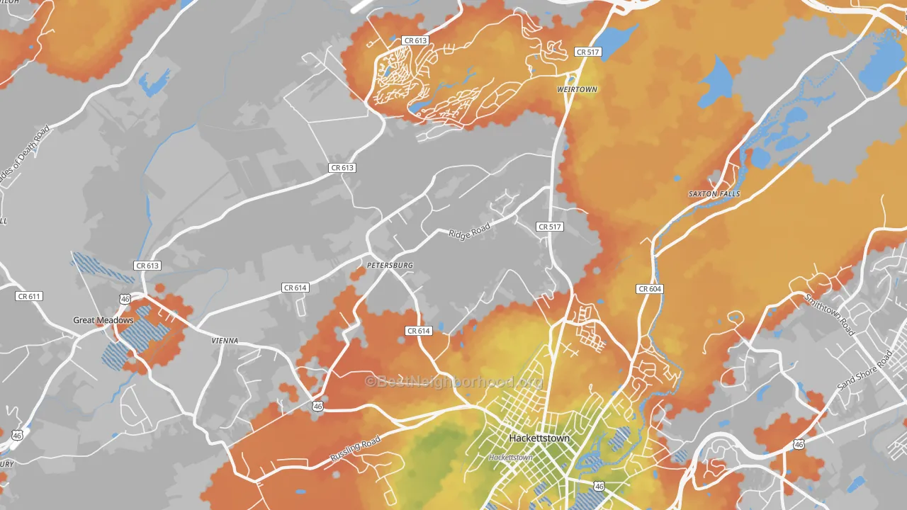 Bike Grade map of Allamuchy, NJ