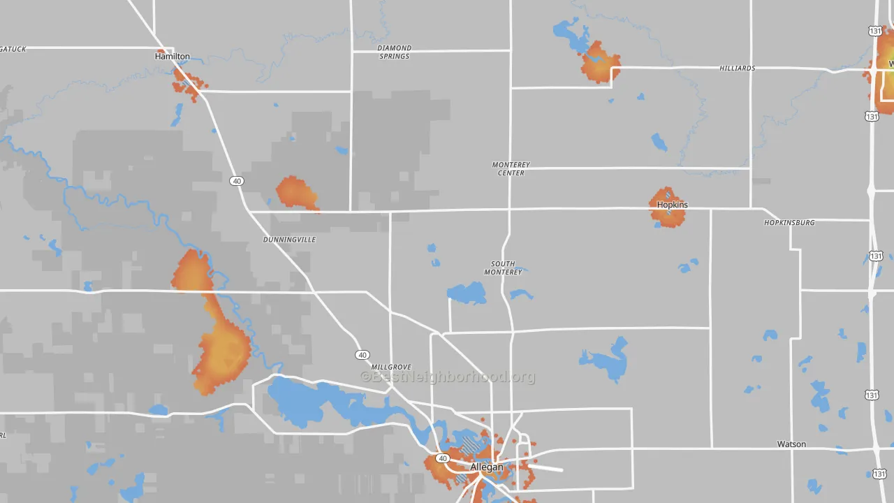 Bike Grade map of Allegan County, MI