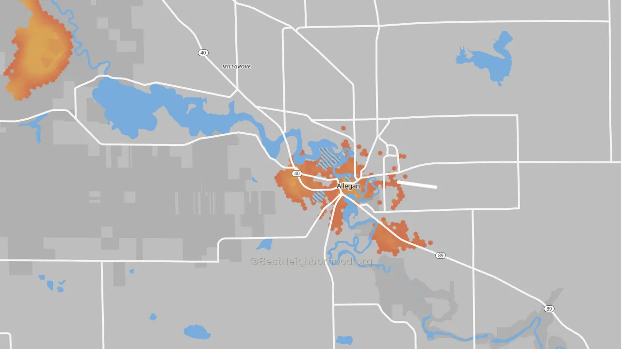 Bike Grade map of Allegan, MI