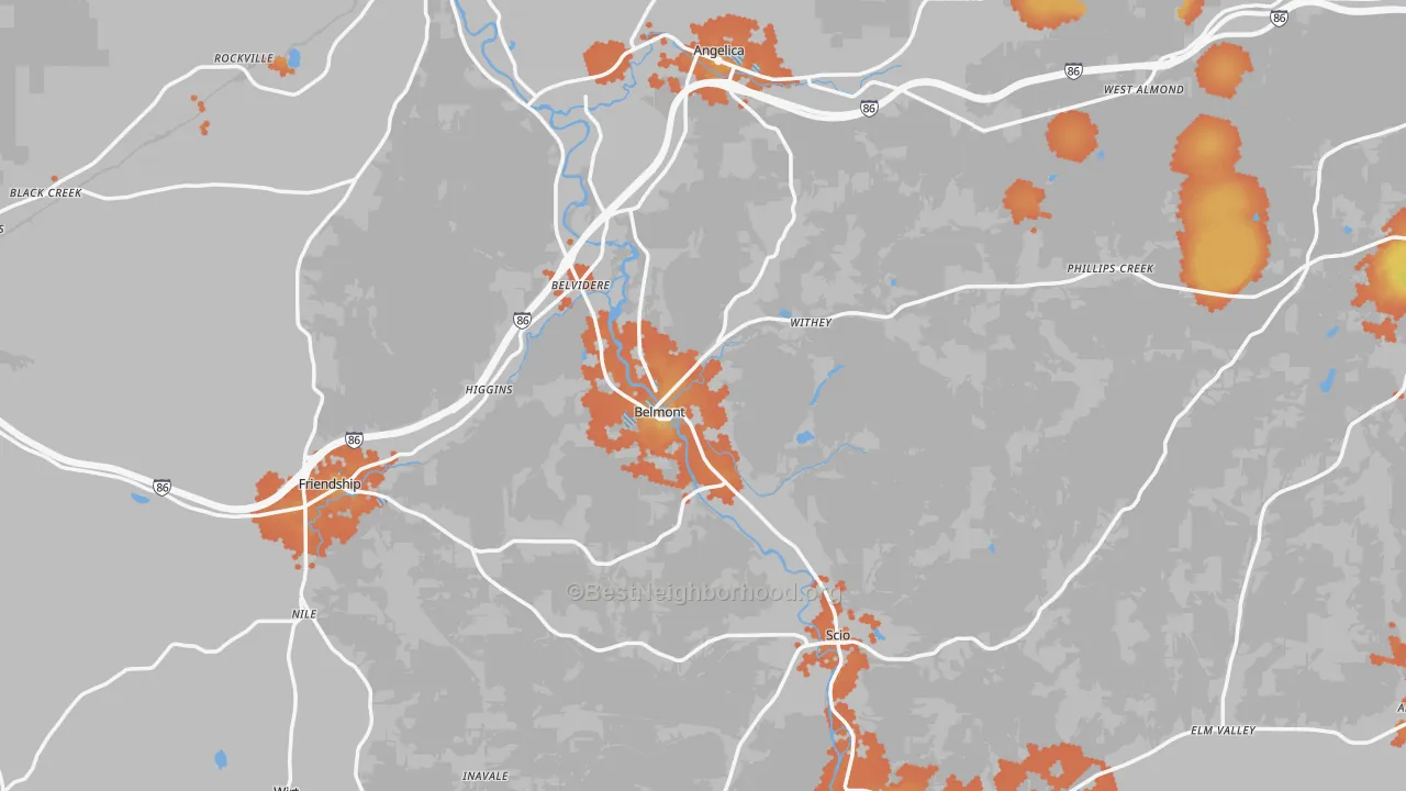 Bike Grade map of Allegany County, NY