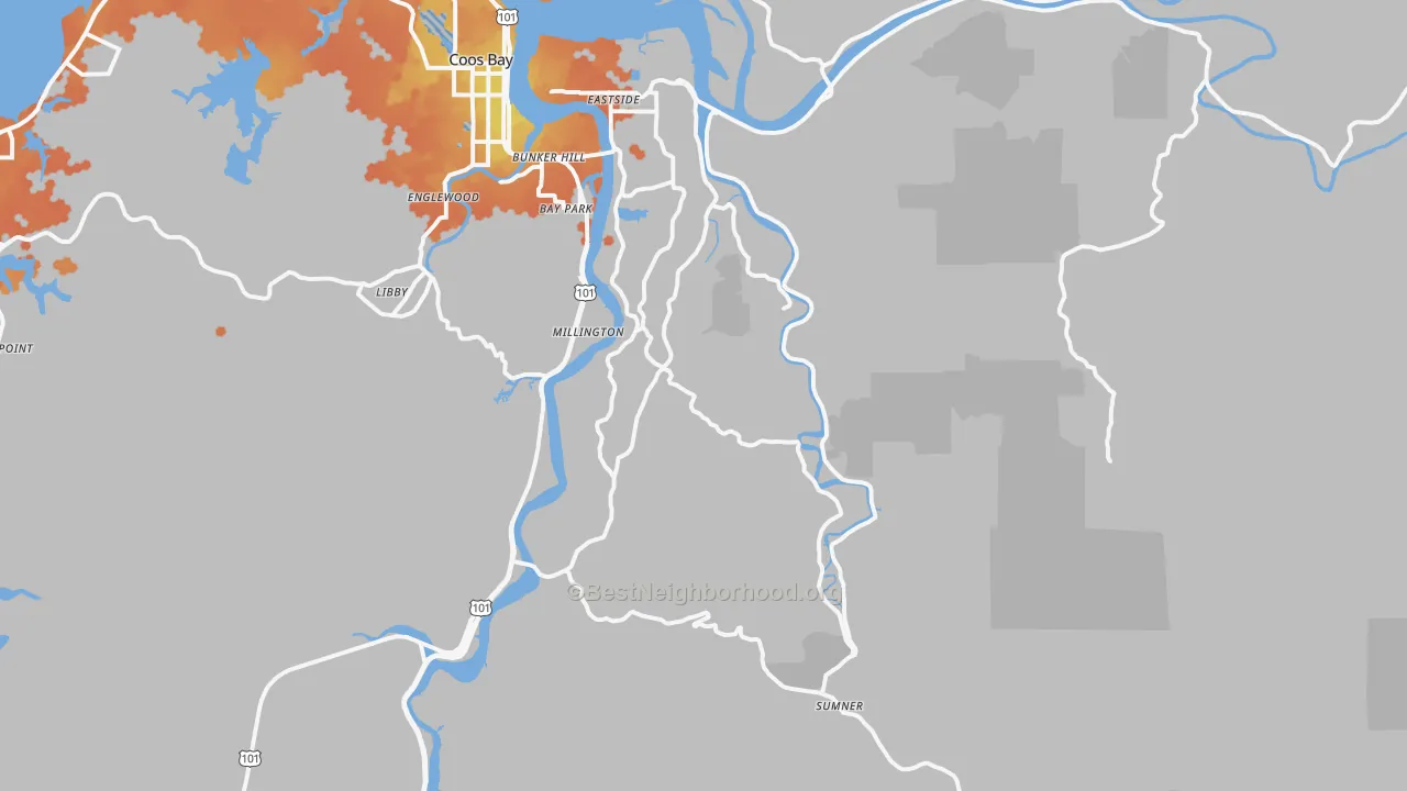 Bike Grade map of Allegany, OR