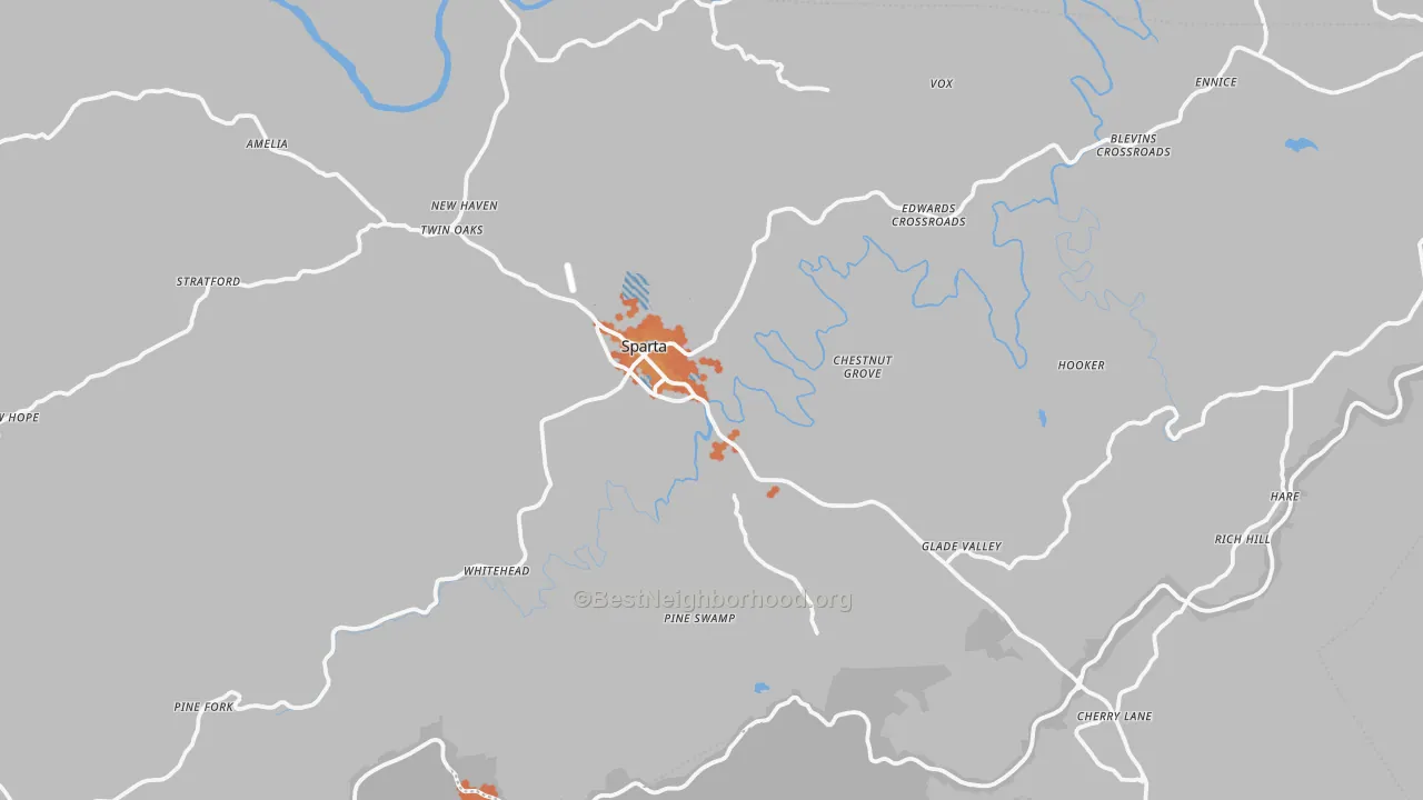 Bike Grade map of Alleghany County, NC