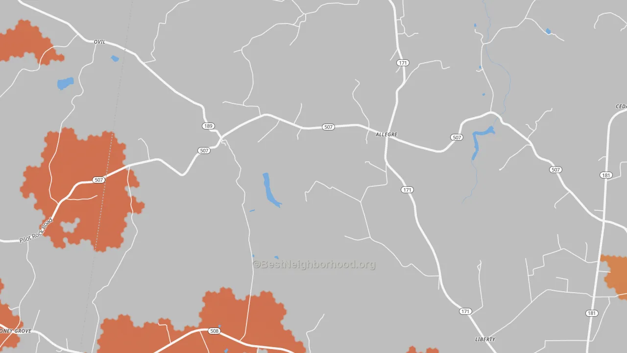 Bike Grade map of Allegre, KY